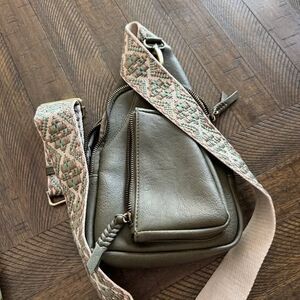 Antik Kraft Tasha Webbing Strap Vegan Sling NEW Green